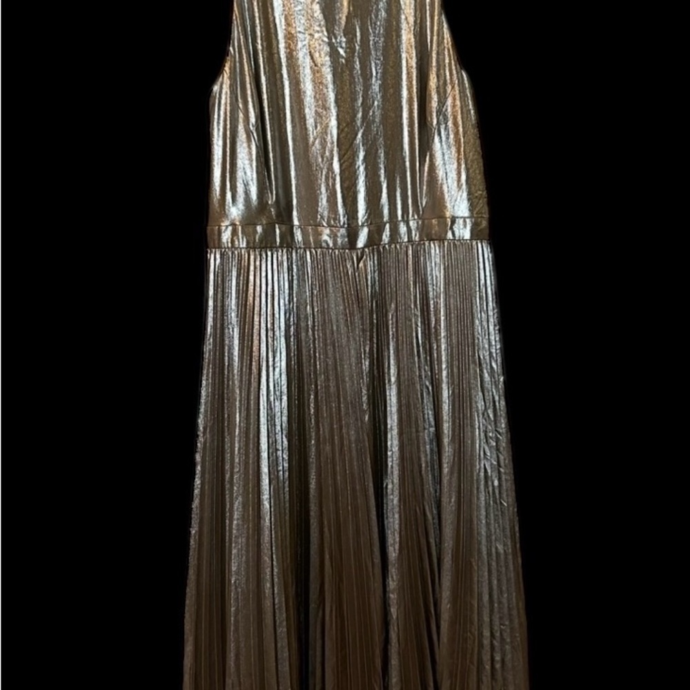 Ann Taylor Metallic Silver Halter Midi Dress - Picture 9 of 15